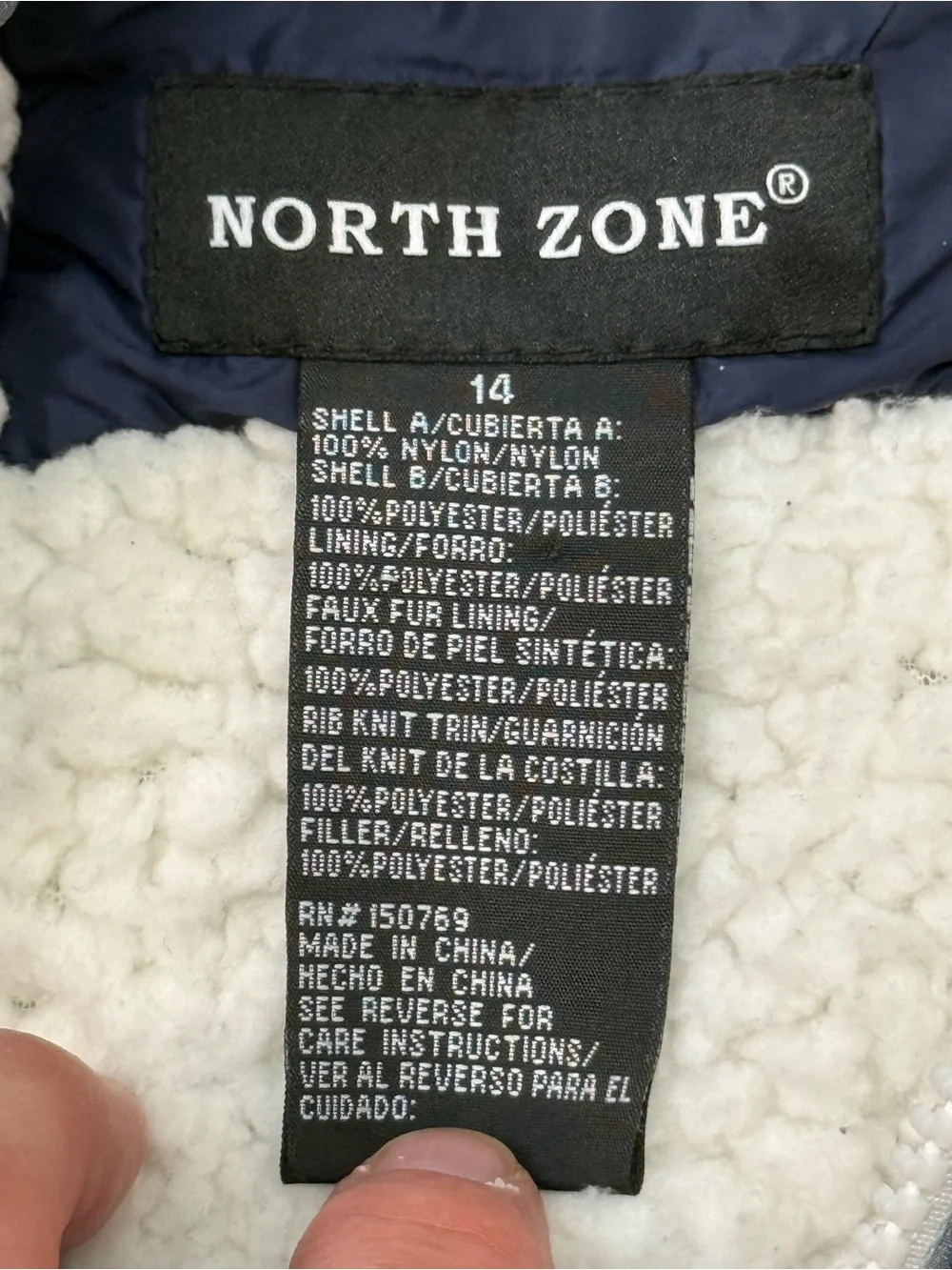 North Zone Sherpa Lined Puffer Hooded Jacket Kids 14 Gorpcore Winter Coat